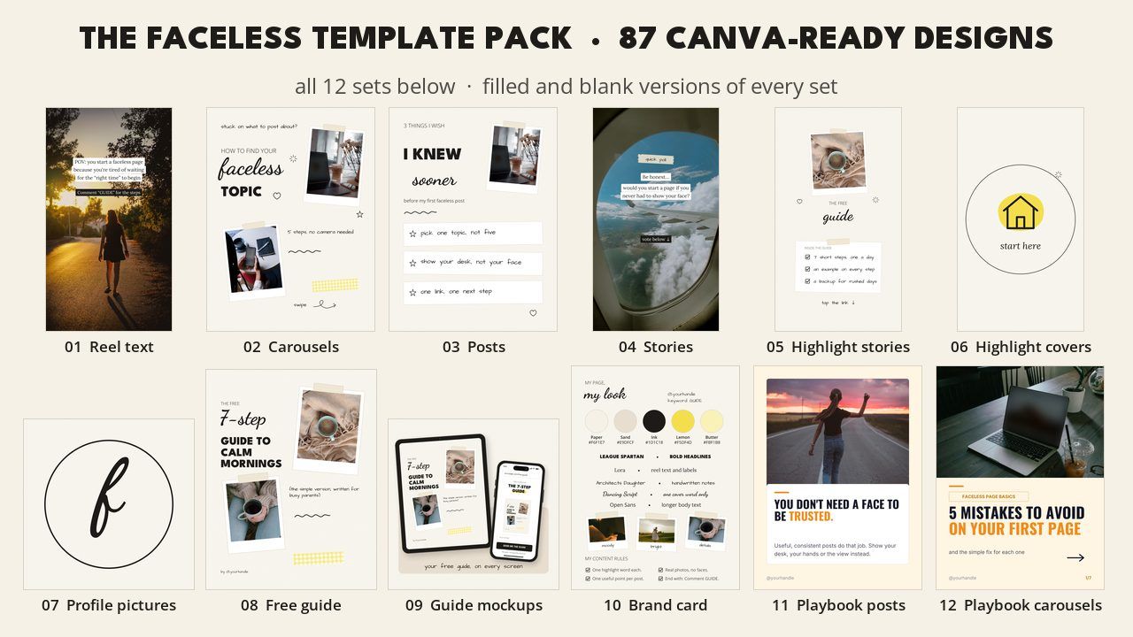 Template Pack cover + count "87 templates"
