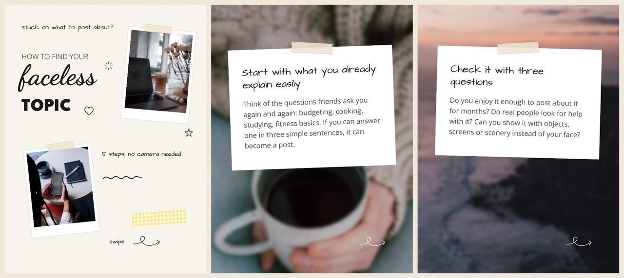 carousel template, slides 1-3